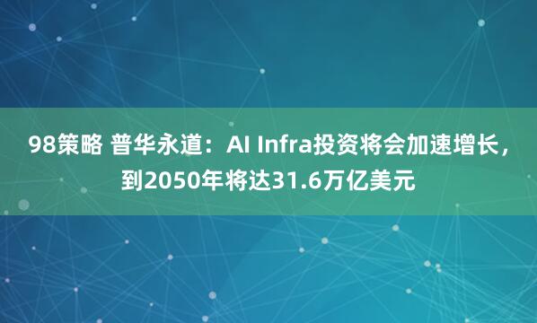98策略 普华永道：AI Infra投资将会加速增长，到2050年将达31.6万亿美元